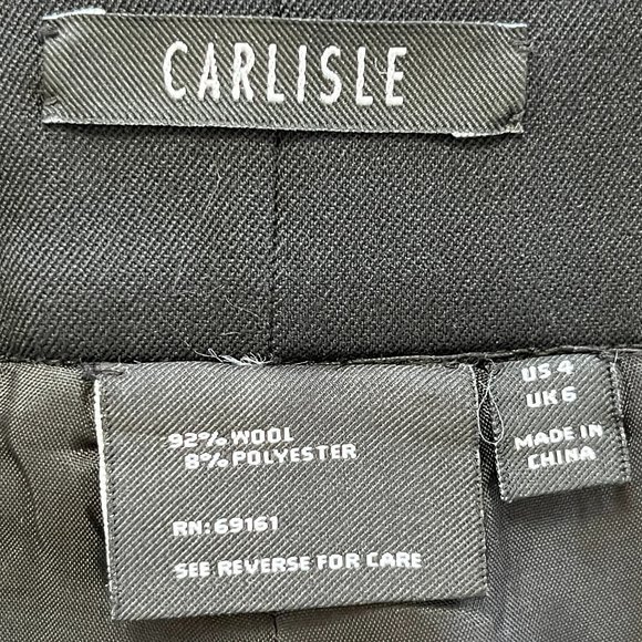 TALL Carlisle Black Wool Dress Pants, Sz 4, L33 - Picture 5 of 12